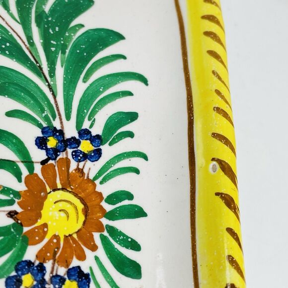 Italy Pottery Majolica Snack Tray Cup Holder Galletto Rooster Terracotta VTG - Picture 4 of 16